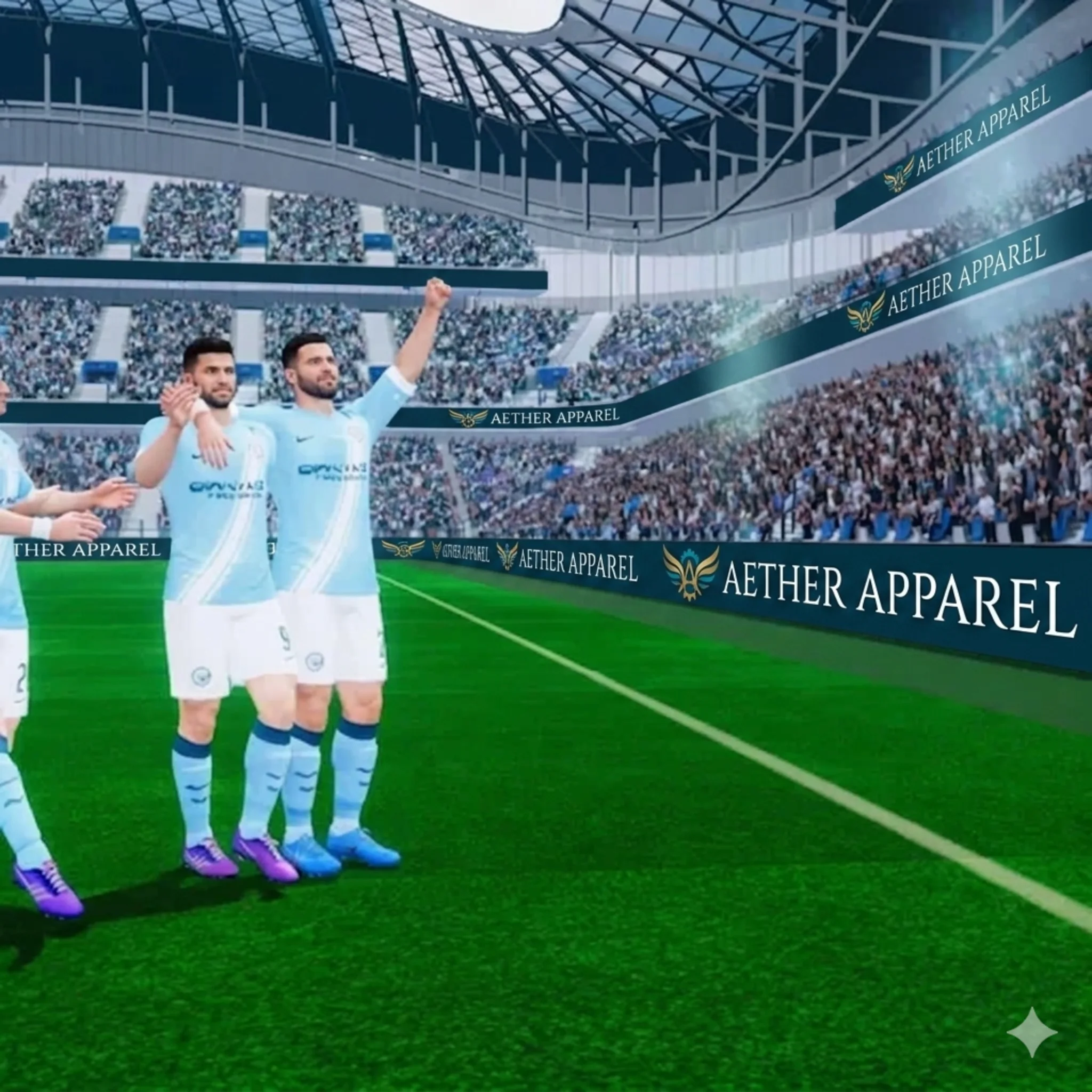 Goal celebration with always on pitch side branding